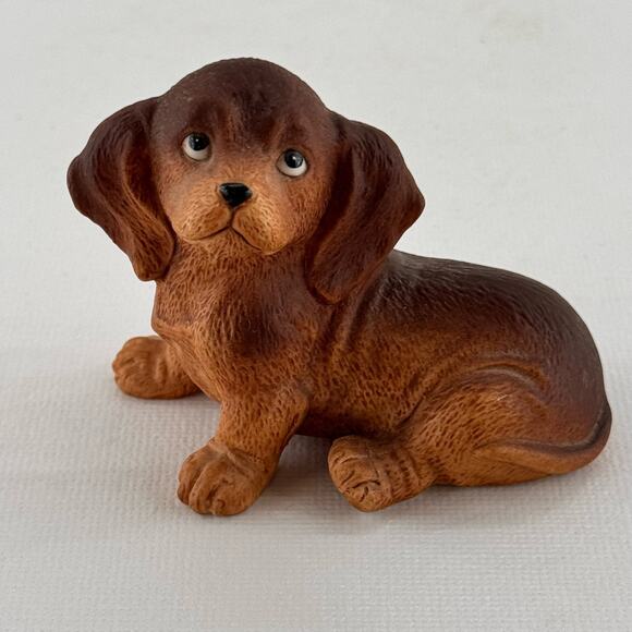 Vintage Miniature Dachshund Dog Figurine Brown Puppy Homco 1467 Collectible - Picture 1 of 5